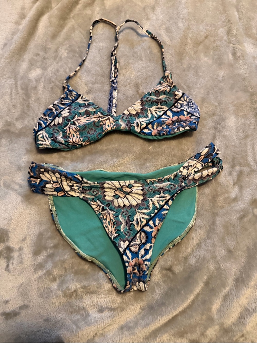O'Neill Teal Blue Floral Bikini Set